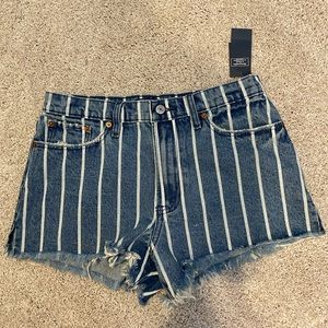 Striped Denim Shorts
